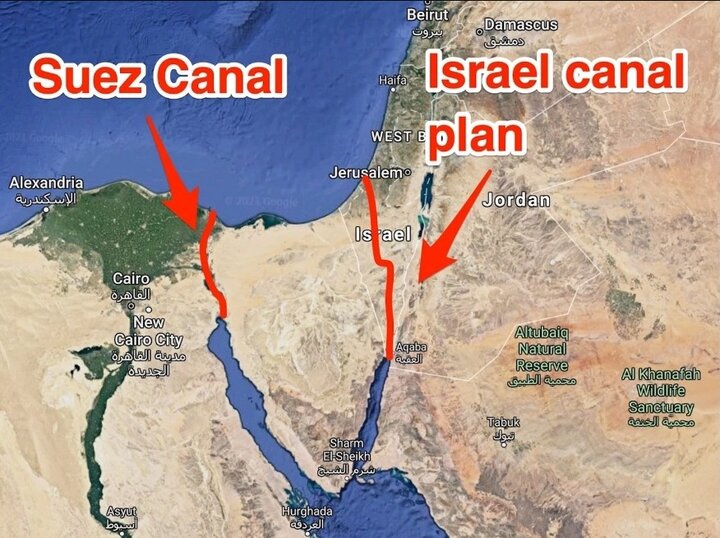 آمریکا و اسرائیل به جای سوئز کانال جدیدی احداث می کنند؟