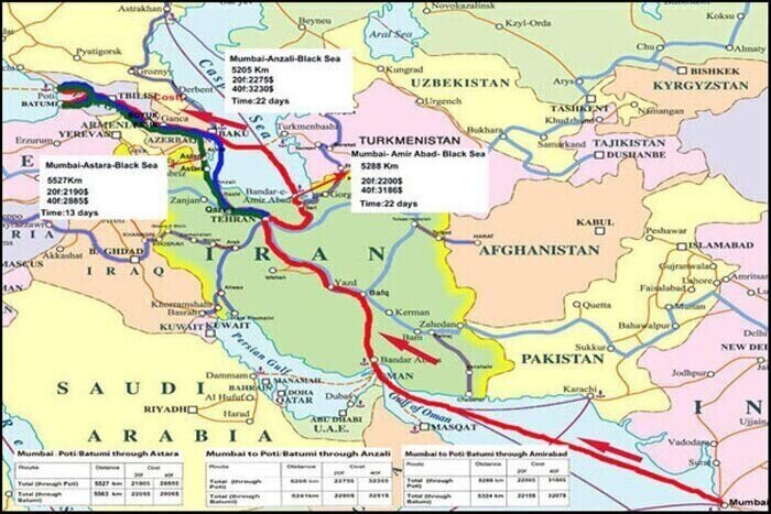 اتصال چهار منطقه آزاد تجاری روسیه و ایران